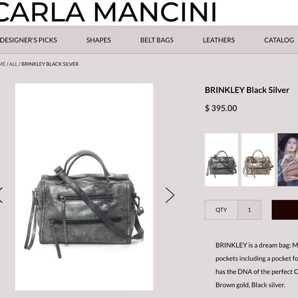 Carla Mancini Brinkley Black Silver Bag Purse - Picture 4 of 7